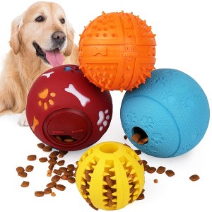 Prime Pets Dog Treat Ball, 4 Pack Interactive Food Dispensing Puppy Puzzle Toy - 1 of 4