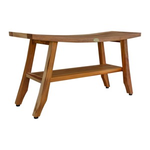 34" Satori ED988 Wide Teak Wood Shower Bench with Shelf - EcoDecors - 1 of 4