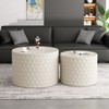 Vynxaria Series 24 in. Beige Round MDF End Table with Honeycomb Design - 2 of 4