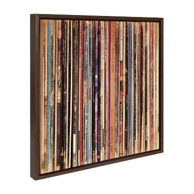 Vintage Vinyl Record Collection Framed Canvas Art, 22x22