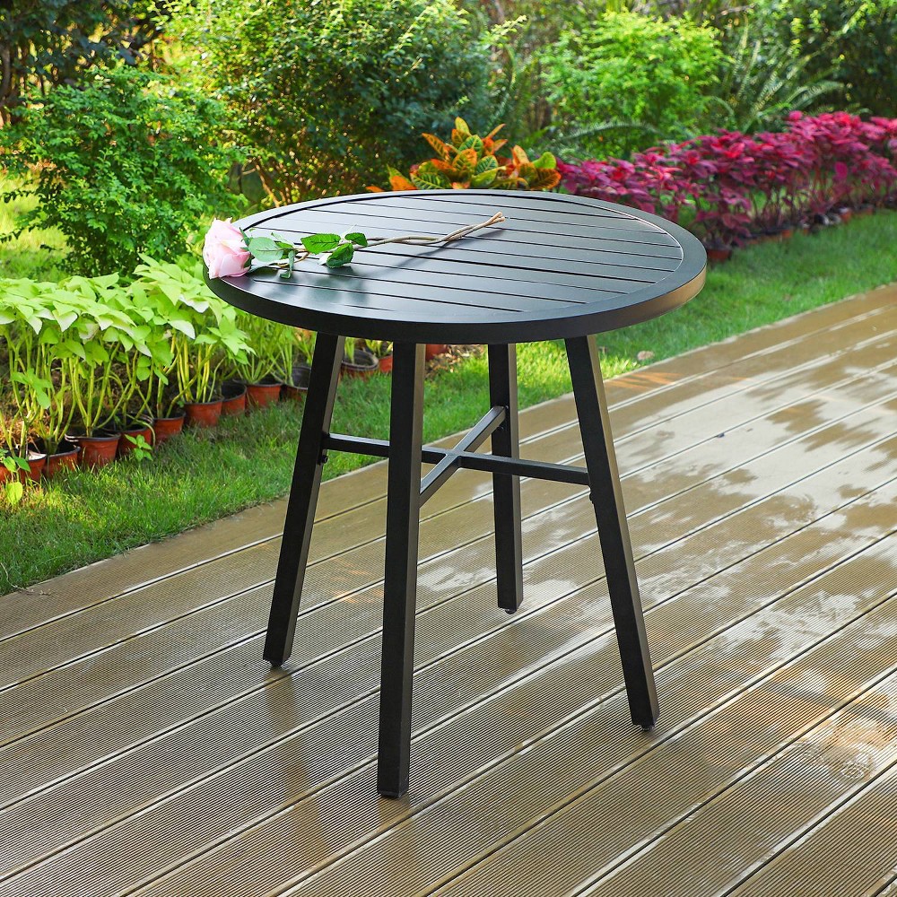 Photos - Garden Furniture Outdoor Steel End Table - Black - Captiva Designs