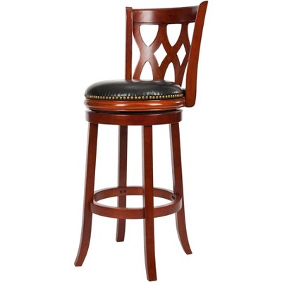 Lancaster Light Cherry and Black Leather Swivel Bar Stool