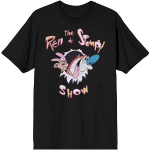 Men's Ren & Stimpy Cartoon Title Black Short Sleeve Graphic Tee Shirt - 1 of 3