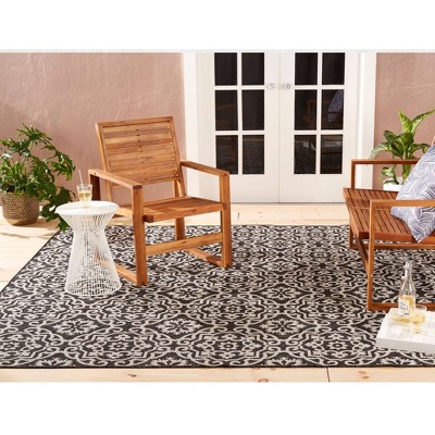 Black and Gray Medallion Synthetic 6' x 9' Easy-Care Area Rug