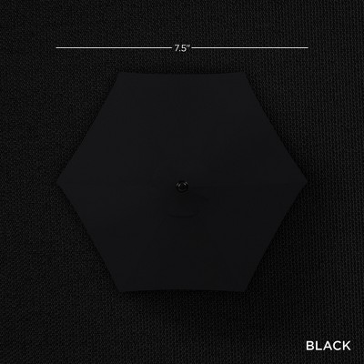 7.5ft Black Powder-Coated Steel Outdoor Patio Umbrella with Crank Lift