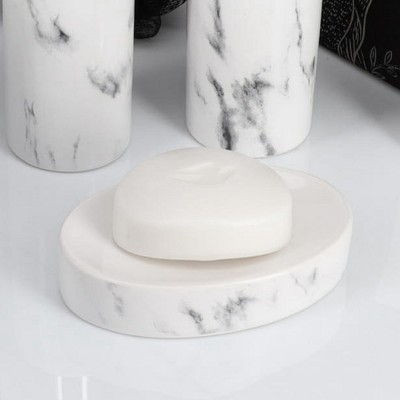 Evideco French Home Goods Oval Marble Effect Soap Dish Cup Dispenser