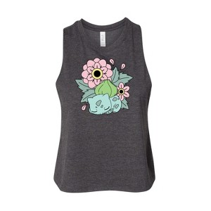 Women's Pokémon Bulba Flowers Graphic Racerback Tank - Heather Charcoal - Medium - 1 of 2