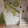 Battery Operated Christmas Garland & Wreath Set with Lights, 6-Piece Prelit Decor with Pinecones for Front Door Mantle Stairs Fireplace, Green - 2 of 4