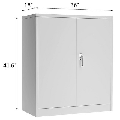 Gray 42" Lockable Metal Storage Cabinet with Adjustable Shelves