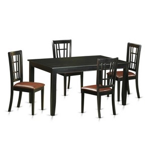 HomeStock 5-Piece Rectangle Black Finish Solid Wood Top Dining Table with 4-Chairs - 1 of 4