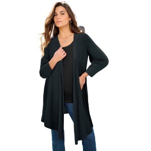 Roaman's Women's Plus Size Ultra Drape Cardigan - 1 of 4