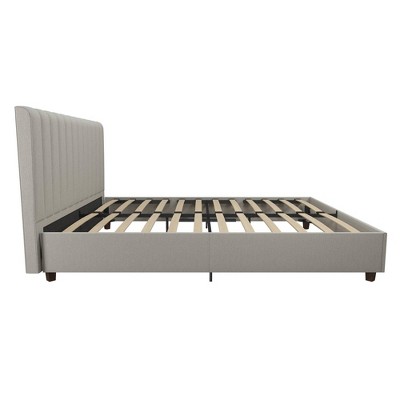 Elegant Queen Gray Linen Tufted Upholstered Bed with Wood Frame