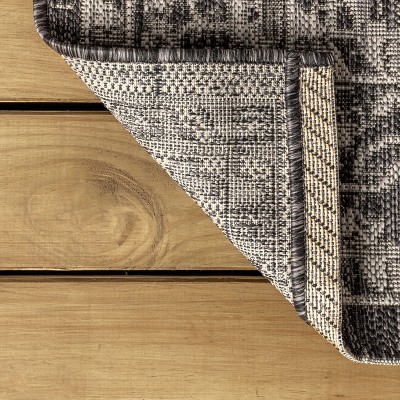 Palazzo Vine Black/Gray 5' Square Synthetic Indoor/Outdoor Rug