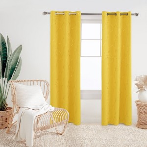 Deconovo Gold Line 52 Width Curtain Panel Pair (2 Panel) - 1 of 4