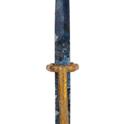 Blue Agate Stone Slice on Gold Metal Stand