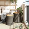 vidaXL Patio Side Tables 2 pcs with Wooden Top Gray Poly Rattan - 3 of 4