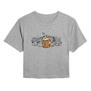 Women's - Star Wars - The Mandalorian Grogu Chest Cropped Graphic T-Shirt - 1 of 4