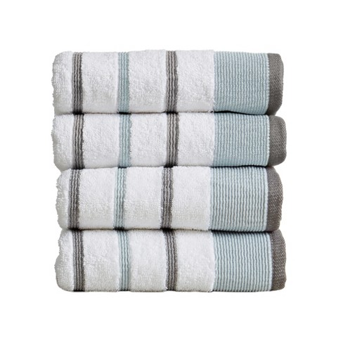 Cotton Quick-dry Decorative Stripe Bath Towel Set (hand Towel (4-pack ...