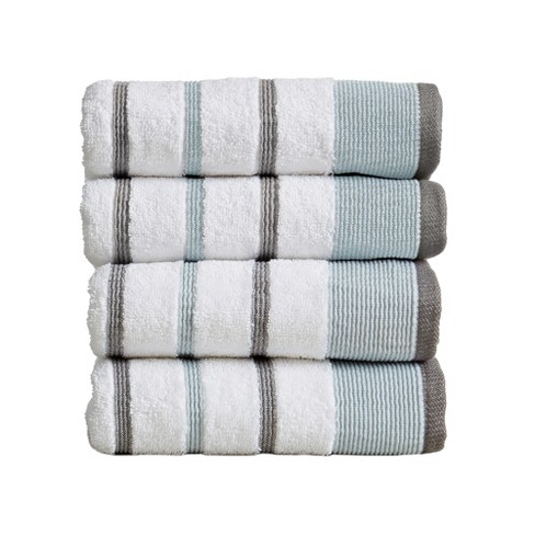 Great Bay Home Cotton Two-Toned Reversible Quick-Dry Towel Set (Bath Towel (2-Pack), White / Ivory), Beige