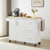 VYNXARIA Rolling Kitchen Island with Drop Leaf, Storage Cabinet & Tower Rack ¨C White - 2 of 4