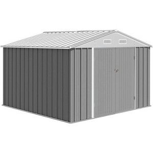12x10 FT Outdoor Storage Shed with Lockable Door – Large Garden & Utility Shed with Updated Frame, Waterproof Design for Patio, Lawn, Poolside - 1 of 4