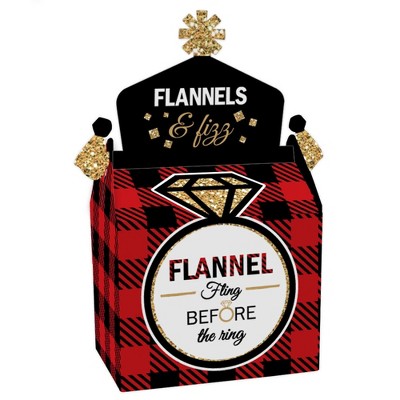 Big Dot of Happiness Flannel Fling Before the Ring - Treat Box Party Favors - Buffalo Plaid Bachelorette Party Goodie Gable Boxes - Set of 12