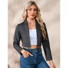 Women’s Cropped Blazer Business Casual Open Front Long Sleeve One Button Jacket - 3 of 4