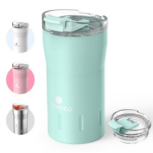 ZACHVO 12 oz Travel Coffee Mug, Insulated, Flip Lid, Stainless Steel, Spill Proof, Double Wall Vacuum, Reusable, Hot/Ice, Green - 1 of 4