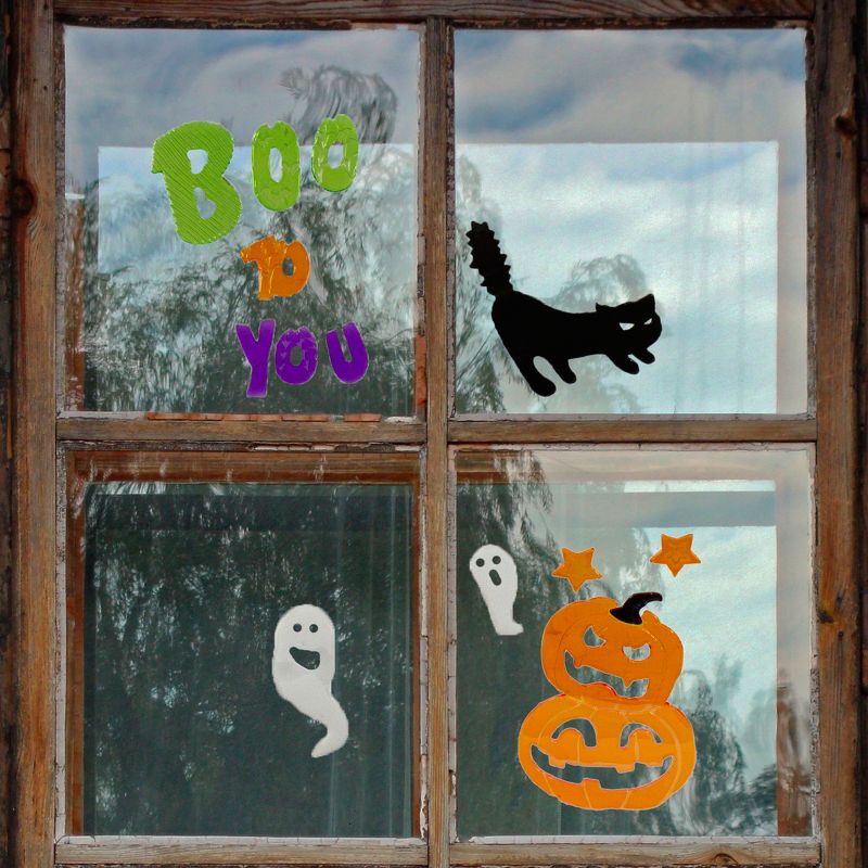 Northlight 14-Piece Green and Orange Boo To You Halloween Gel Window Clings, 2 of 3