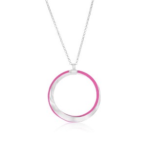 Bella Silver Sterling Silver, Rose Violet Enamel Twist Necklace - Pink - 16+2 Inch - 1 of 2