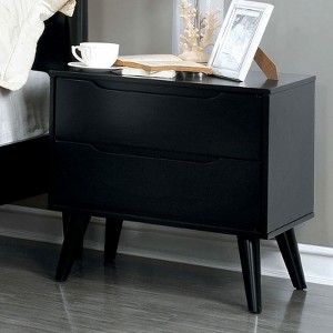 Grungis Mid-Century Nightstands with 2 Drawers,Wooden Night Stand with Tapered Legs,Solid Rubberwood Bedside Table for Bedroom,Living Room - 1 of 4