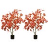 2Pcs Autumn Decoration,Artificial Maple Tree 180CM Artificial Trees Outdoor Indoor,Fake Tree with Planter Pot,Golden Plants for Home Garden - 2 of 4
