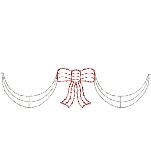 Northlight 3 Piece Lighted Red And White Bow And Swag Christmas Decoration Target