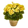Nearly Natural 11-in Geranium Artificial Plant in Ceramic Planter UV Resistant (Indoor/Outdoor), Yellow - 3 of 4