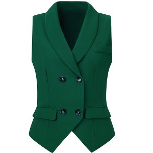 INSPIRE CHIC Women's Lapel Collar Dressy Versatile Racerback Waistcoat Suit Vest - 1 of 4