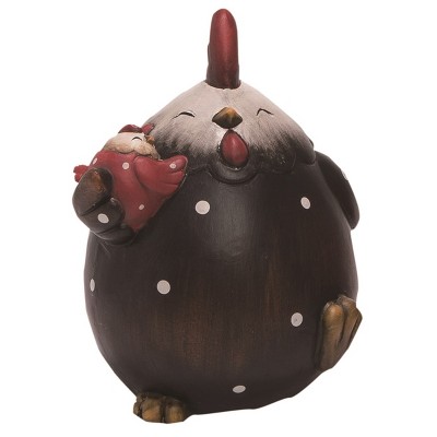 Transpac Terracotta 7 in. Spring Chicken Family Figurine Black