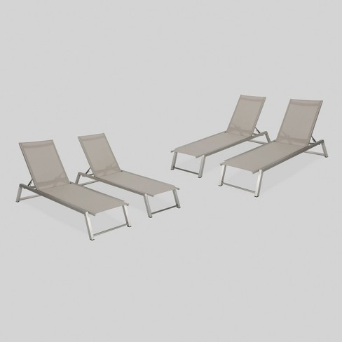 Myers 4pk Aluminum Patio Chaise Lounge Gray Christopher Knight Home Target