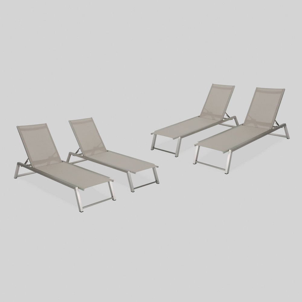 Myers 4pk Aluminum Patio Chaise Lounge - Gray - Christopher Knight Home