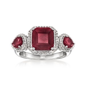 Ross-Simons 3.40 ct. t.w. Ruby 3-Stone Ring in Sterling Silver - 1 of 4