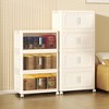SKRAN Side Wide Folding Storage Cabinet,Multi-layer Closet organizers,Plastic Storage Bins with Magnetic Door and Wheels,Cream White B - 2 of 4