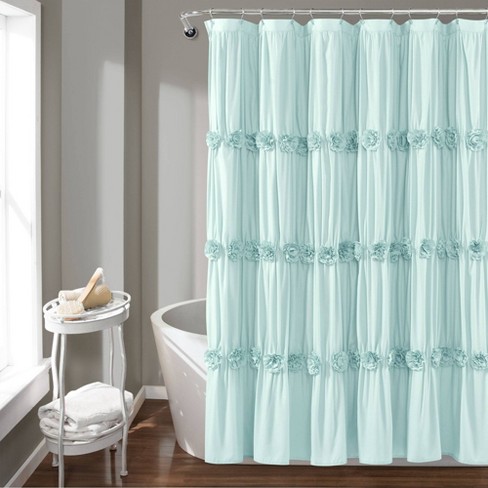 Darla Texture Shower Curtain Light Blue, Blue Ombre Ruffle Shower Curtain