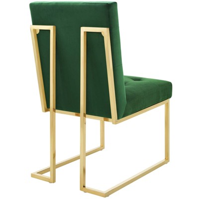 Privy Gold Emerald Performance Velvet Dining Chair with Swivel Seat