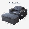 MAXYOYO 65"x49" Modern Corduroy Chaise Lounge Sofa Bed with Pillows for Living Room & Bedroom, No Assembly Required - 3 of 4
