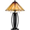Cal Lighting BO-3106TB 60W X 2 Metal and Resin Tiffany Table Lamp with Pull Chains, Oak - 2 of 4