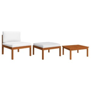 vidaXL Garden Lounge Set Cream White, Black Solid Acacia Wood, Rope Medium - 1 of 4