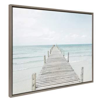 31.5" x 41.5" Sylvie Wooden Pier on Beach Framed Canvas by Amy Peterson Gray - Kate & Laurel All Things Decor