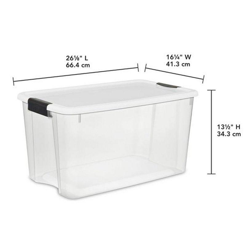 Sterilite 70 Quart Clear Plastic Stackable Storage Container Bin Box Tote with White Latching Lid Organizing Solution for Home & Classroom, 2 of 7
