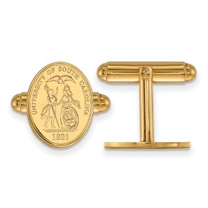 Black Bow Jewelry 14k Yellow Gold South Carolina Gamecocks NCAA Cuff Links - 1 of 3