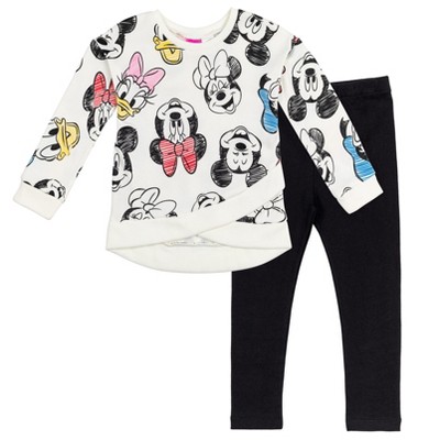 Mickey Mouse & Friends Minnie Toddler Girls Fleece Sweatshirt Legging White/Black 2T