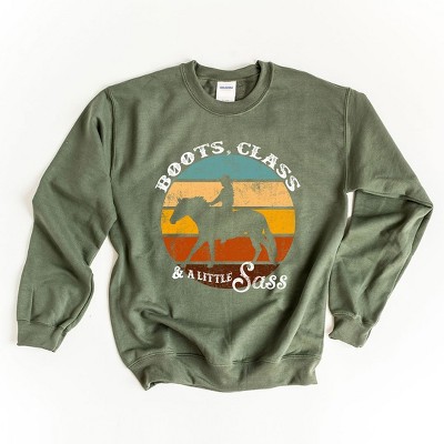 Simply Sage Market Women's Graphic Sweatshirt Boots Class and A Little Sass